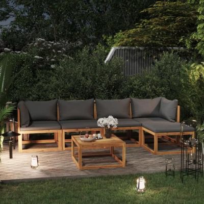 vidaXL Salon de jardin 6 pcs avec coussin Bois d'acacia solide 3057605