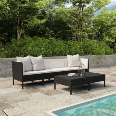 vidaXL Salon de jardin 6 pcs avec coussins Résine tressée Noir