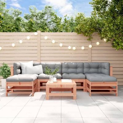 vidaXL Salon de Jardin 7 pcs, Canapés avec Repose-pied, Ensemble de Meubles avec Table Basse Patio Terrasse, Rustique, Bois 318640