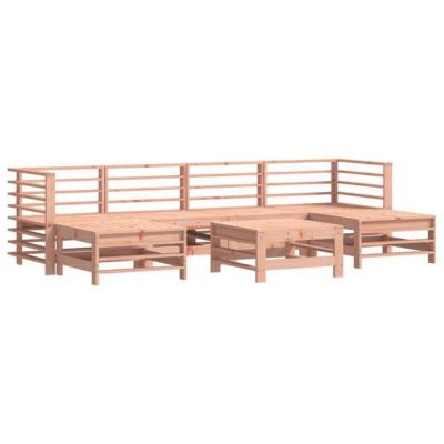 vidaXL Salon de Jardin 7 pcs, Canapés avec Repose-pied, Ensemble de Meubles avec Table Basse Patio Terrasse, Rustique, Bois 318640