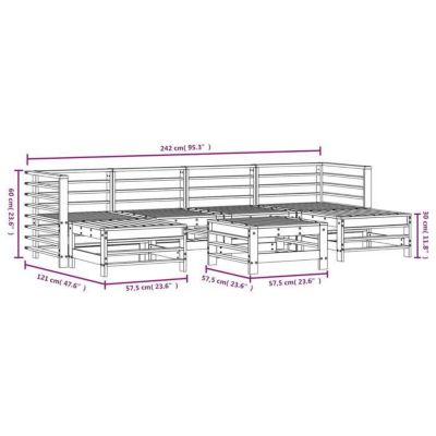 vidaXL Salon de Jardin 7 pcs, Canapés avec Repose-pied, Ensemble de Meubles avec Table Basse Patio Terrasse, Rustique, Bois 318640