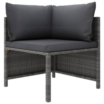 vidaXL Salon de jardin 8 pcs avec coussins Résine tressée Gris