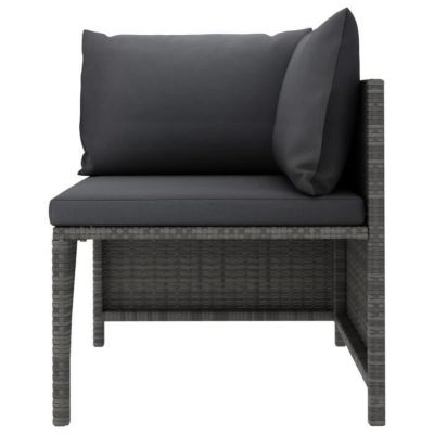 vidaXL Salon de jardin 8 pcs avec coussins Résine tressée Gris