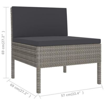 vidaXL Salon de jardin, 8 pcs avec coussins, Résine tressée Gris