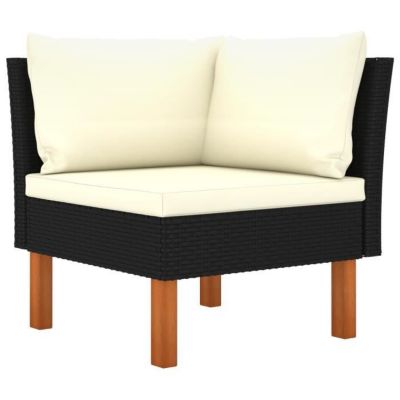 vidaXL Salon de jardin 9 pcs Résine tressée et bois d'eucalyptus Noir