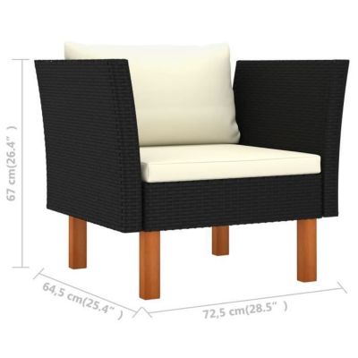 vidaXL Salon de jardin 9 pcs Résine tressée et bois d'eucalyptus Noir