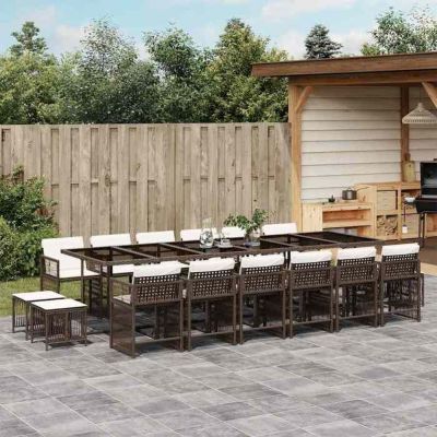 vidaXL Salon de Jardin avec Coussins 10 pcs, Canapés avec Pieds Réglables, Ensemble de Meubles d'Extérieur Patio Terrasse, 3218237