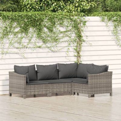 vidaXL Salon de Jardin avec Coussins 4 pcs, Ensemble de Meubles de Terrasse, Mobilier d'Extérieur, Canapé de Patio, Moderne, 31872
