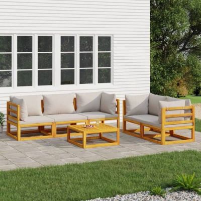 vidaXL Salon de Jardin avec Coussins 6 pcs, Canapés avec Dossier, Ensemble de Meubles avec Table Basse Patio Terrasse, 3155286