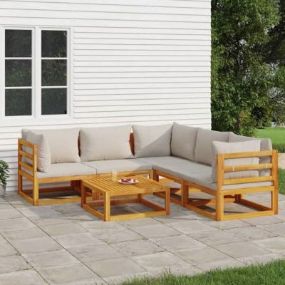 vidaXL Salon de Jardin avec Coussins 6 pcs, Canapés avec Dossier, Ensemble de Meubles avec Table Basse Patio Terrasse, 3155288