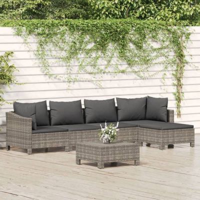 vidaXL Salon de Jardin avec Coussins 6 pcs, Ensemble de Meubles de Terrasse, Mobilier d'Extérieur, Canapé de Patio, Moderne, 31872