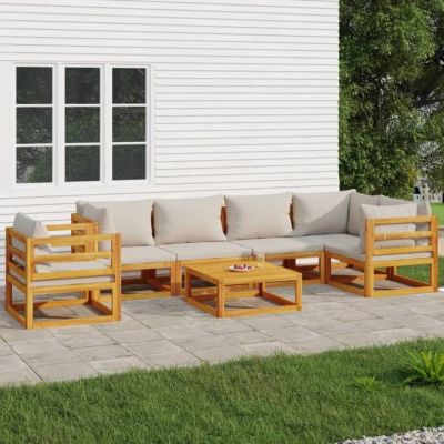 vidaXL Salon de Jardin avec Coussins 7 pcs, Canapés avec Dossier, Ensemble de Meubles avec Table Basse Patio Terrasse, 3155305
