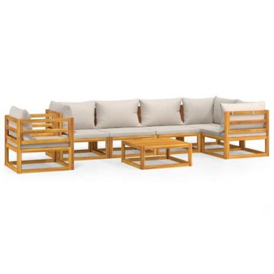 vidaXL Salon de Jardin avec Coussins 7 pcs, Canapés avec Dossier, Ensemble de Meubles avec Table Basse Patio Terrasse, 3155305