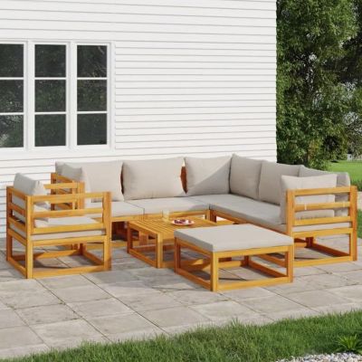 vidaXL Salon de Jardin avec Coussins 8 pcs, Canapés avec Dossier, Ensemble de Meubles avec Table Basse Patio Terrasse, 3155290