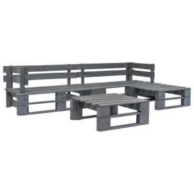 vidaXL Salon de jardin palette 4 pcs Bois Gris