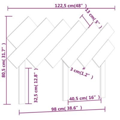 vidaXL Tête de lit 122,5x3x80,5 cm Bois massif de pin 819210
