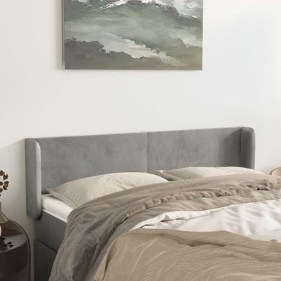 Têtes De Lit Double VidaXL 2 Pièces - Gris Clair, Tissu Polyester, Hauteur Réglable 78-88 Cm, Pieds En Bois - Pour Chambre à Coucher - 2