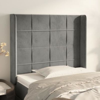 vidaXL Tête de lit avec oreilles Gris clair 83x16x118-128 cm Velours3119610