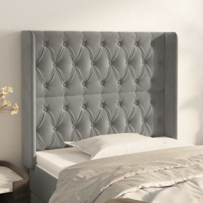 vidaXL Tête de lit avec oreilles Gris clair 93x16x118-128 cm Velours3119952