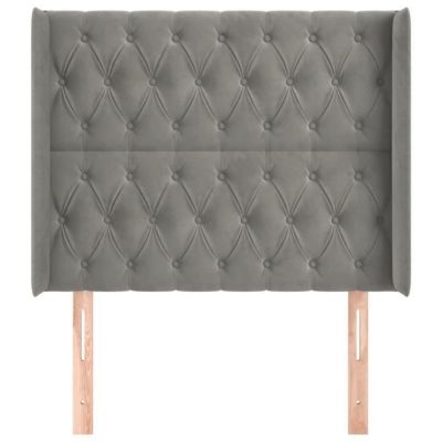 vidaXL Tête de lit avec oreilles Gris clair 93x16x118-128 cm Velours3119952