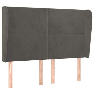 vidaXL Tête de lit avec oreilles Gris foncé 147x23x118-128 cm Velours3117725