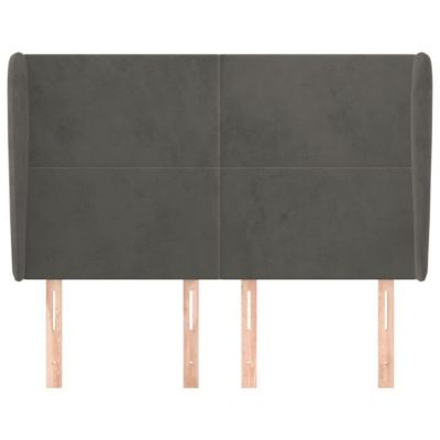 vidaXL Tête de lit avec oreilles Gris foncé 147x23x118-128 cm Velours3117725