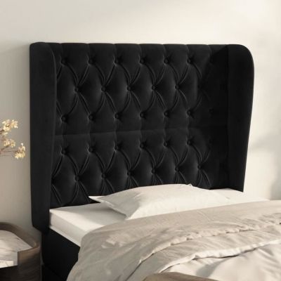 vidaXL Tête de lit avec oreilles Noir 93x23x118-128 cm Velours3118330