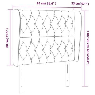 vidaXL Tête de lit avec oreilles Noir 93x23x118-128 cm Velours3118330