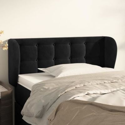 vidaXL Tête de lit avec oreilles Noir 93x23x78-88 cm Velours3117616