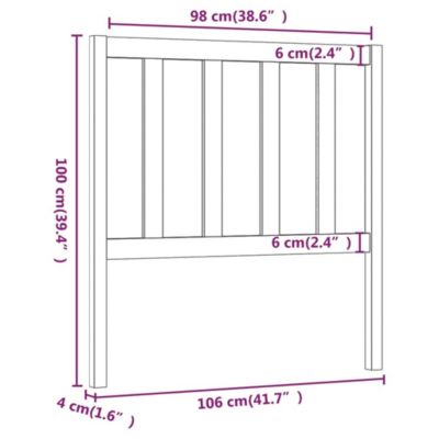 vidaXL Tête de lit Gris 106x4x100 cm Bois massif de pin 817727