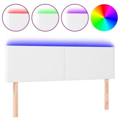vidaXL Tête de Lit à LED Meuble de Chambre à Coucher Accessoire de Lit Double Tête de Cadre de Lit Intérieur Blanc 3121423