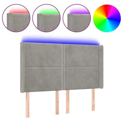vidaXL Tête de Lit à LED Meuble de Chambre à Coucher Accessoire de Lit Double Tête de Cadre de Lit Intérieur Gris Clair 3123956
