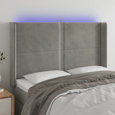 vidaXL Tête de Lit à LED Meuble de Chambre à Coucher Accessoire de Lit Double Tête de Cadre de Lit Intérieur Gris Clair 3123956