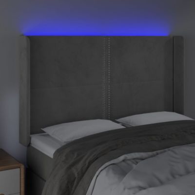 vidaXL Tête de Lit à LED Meuble de Chambre à Coucher Accessoire de Lit Double Tête de Cadre de Lit Intérieur Gris Clair 3123956