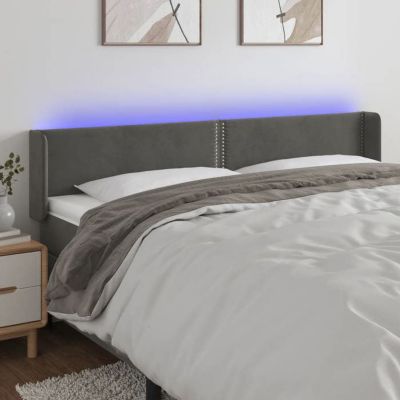 vidaXL Tête de Lit à LED Meuble de Chambre à Coucher Accessoire de Lit Double Tête de Cadre de Lit Intérieur Gris Foncé 3123157