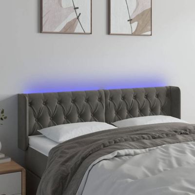 vidaXL Tête de Lit à LED Meuble de Chambre à Coucher Accessoire de Lit Double Tête de Cadre de Lit Intérieur Gris Foncé 3123621