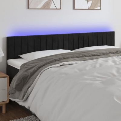 vidaXL Tête de Lit à LED Meuble de Chambre à Coucher Accessoire de Lit Double Tête de Cadre de Lit Intérieur Noir 3121912
