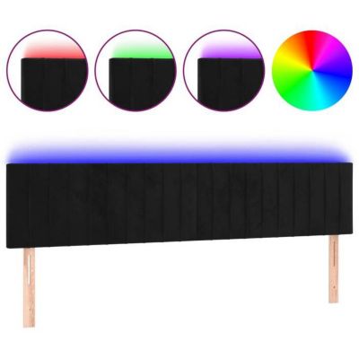 vidaXL Tête de Lit à LED Meuble de Chambre à Coucher Accessoire de Lit Double Tête de Cadre de Lit Intérieur Noir 3121912