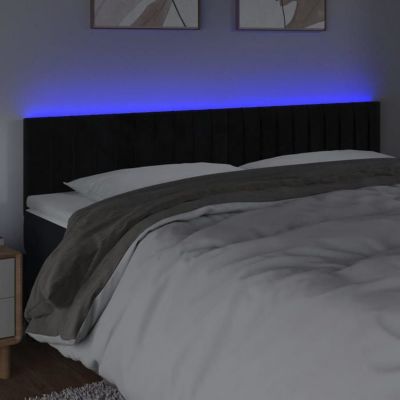 vidaXL Tête de Lit à LED Meuble de Chambre à Coucher Accessoire de Lit Double Tête de Cadre de Lit Intérieur Noir 3121912