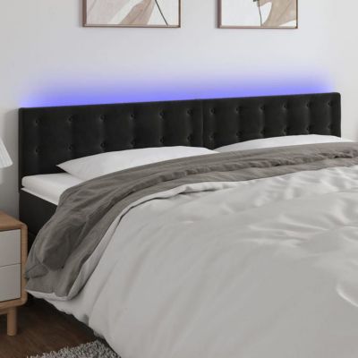 vidaXL Tête de Lit à LED Meuble de Chambre à Coucher Accessoire de Lit Double Tête de Cadre de Lit Intérieur Noir 3122114