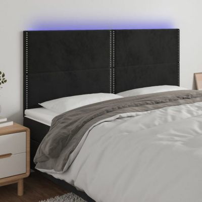 vidaXL Tête de Lit à LED Meuble de Chambre à Coucher Accessoire de Lit Double Tête de Cadre de Lit Intérieur Noir 3122352