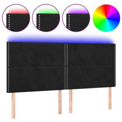 vidaXL Tête de Lit à LED Meuble de Chambre à Coucher Accessoire de Lit Double Tête de Cadre de Lit Intérieur Noir 3122352