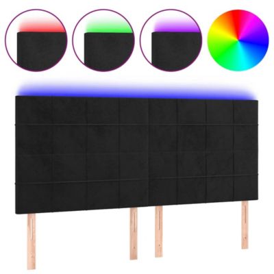 vidaXL Tête de Lit à LED Meuble de Chambre à Coucher Accessoire de Lit Double Tête de Cadre de Lit Intérieur Noir 3122492
