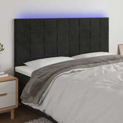 vidaXL Tête de Lit à LED Meuble de Chambre à Coucher Accessoire de Lit Double Tête de Cadre de Lit Intérieur Noir 3122492