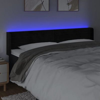 vidaXL Tête de Lit à LED Meuble de Chambre à Coucher Accessoire de Lit Double Tête de Cadre de Lit Intérieur Noir 3123444