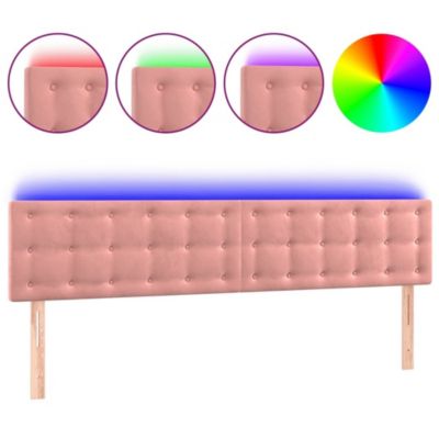 vidaXL Tête de Lit à LED Meuble de Chambre à Coucher Accessoire de Lit Double Tête de Cadre de Lit Intérieur Rose 3122111