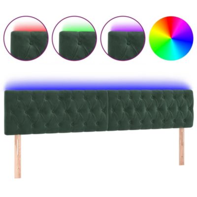 vidaXL Tête de Lit à LED Meuble de Chambre à Coucher Accessoire de Lit Double Tête de Cadre de Lit Intérieur Vert Foncé 3122011