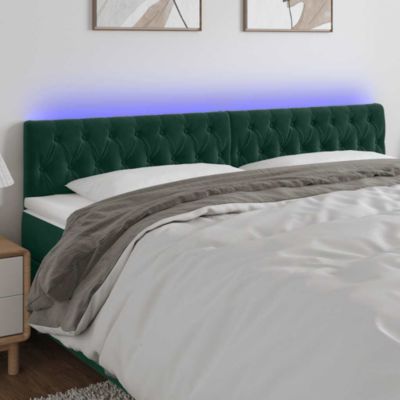 vidaXL Tête de Lit à LED Meuble de Chambre à Coucher Accessoire de Lit Double Tête de Cadre de Lit Intérieur Vert Foncé 3122011