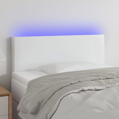vidaXL Tête de Lit à LED Meuble de Chambre à Coucher Accessoire de Lit Simple Tête de Cadre de Lit Intérieur Blanc 3121417
