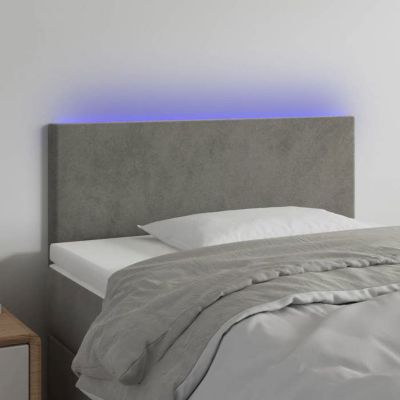 vidaXL Tête de Lit à LED Meuble de Chambre à Coucher Accessoire de Lit Simple Tête de Cadre de Lit Intérieur Gris Clair 3121368